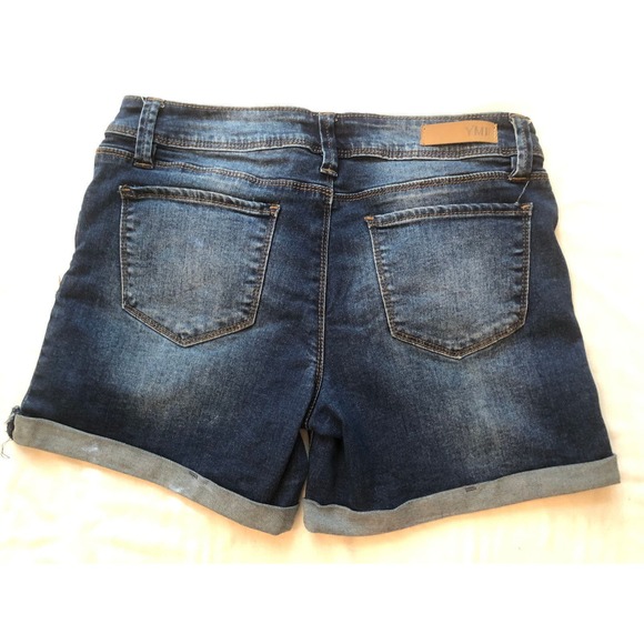YMI Jeans, Denim Shorts, Cuffed & Distressed, Low Rise, Juniors Women's Size 7 - Picture 2 of 5